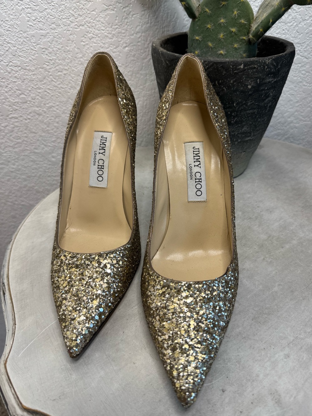 Jimmy Choo glitter pointed toe stiletto pumps size 9
